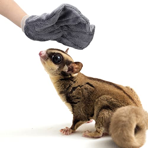 2 Pcs Sugar Glider Bonding Mitt, Calming Sleeping Glove, Bite Proof Animal Handling Gloves, Hedgehog Accessories Calming Glove for Train Your Sugar Glider Small Animals Hamster Rats Pet (Gray) - color: Gray