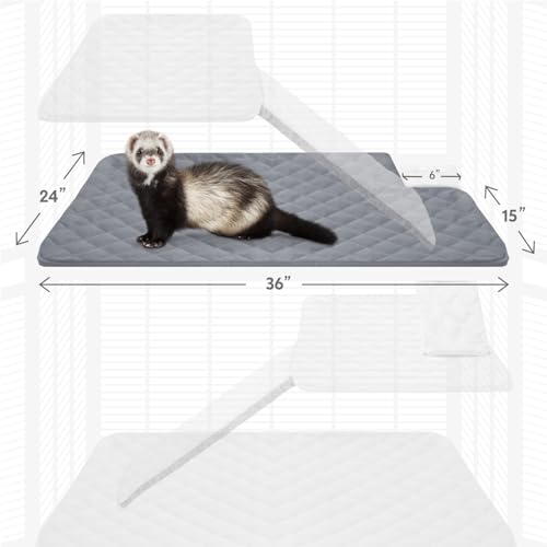 Paw Inspired Fitted Fleece Top Pan Liner for Critter Nation Cage, Gray | Tray Cover with Notch for Ferret Nation/Critter Nation Cage, For Ferrets, Rats, Chinchillas, Hedgehogs, Small Animals, Pets - color: Gray, size: Top Pan Liner