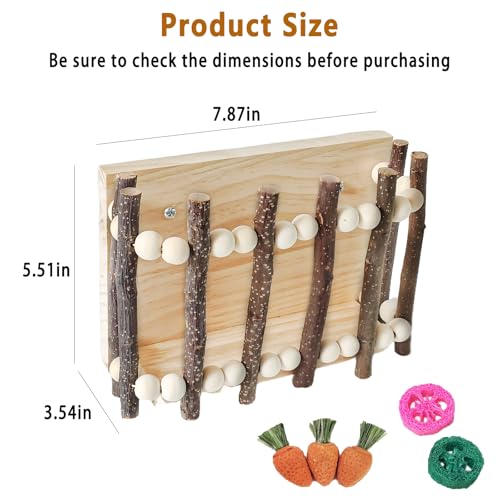 Wood Rabbit Hay Feeder,Hanging Guinea Pig Hay Holder,Biting Resistant Bunny Grass Holder,Small Animals Feeding Grass Manage Rack Dispenser for Chinchilla,Hamsters Cage Accessories
