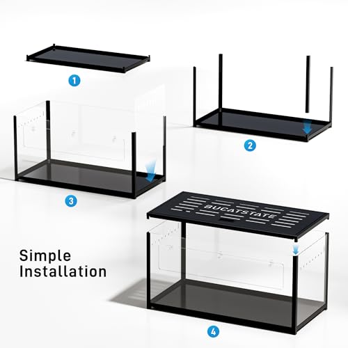 BUCATSTATE Hamster Cage 2.0, Large Hamster Enclosure (39in, Black) | Stackable 5.4 ft² Large Habitats with Deep Beddiing Base, Sturdy Aluminum Frame, Front and Top Access, Easy Assemble - color: Black, size: 39.3"L x 19.7"W x 20.6"H