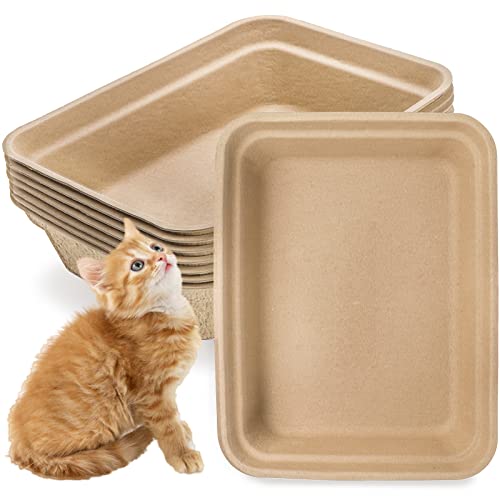 WUWEOT 8 Pack Disposable Cat Litter Box, Paper Cat Litter Tray Pet Litter Pan, 16.7" X 13" X 4" Travel Small Animal Clean Sifting Potty for Indoor Outdoor, Hamster, Guinea Pig, Mice, Bunny