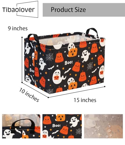 Halloween Basket Cute Baskets for Kids Pumpkin Basket Rectangular Storage Bin Organizer Box Room Decor(Black Pumpkin Ghost) - color: Black Pumpkin Ghost