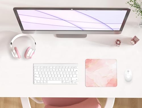 Mouse Pad with Stitched Edge, Multiple Patterns Computer Mouse Pads with Non-Slip Rubber Base, Washable Cloth Mousepad, for Gaming, Laptop, PC (Blush Gold) - color: 30Blush Gold