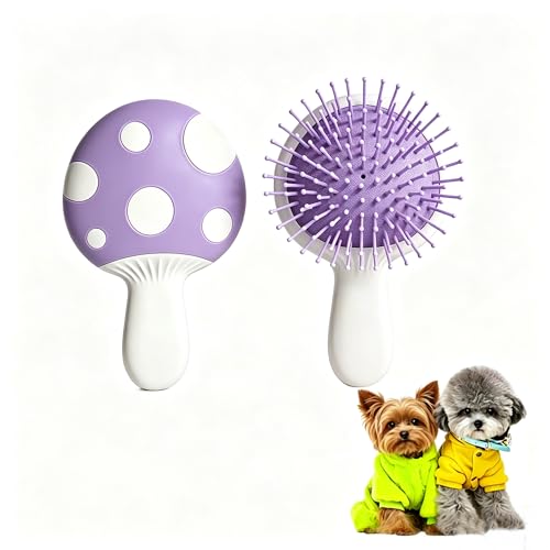 Small Dog Grooming Brush,Mushroom Shaped Puppy Brush Detangling Dog Hair Brushes for Wet or Dry - Perfect for Shih Tzus,Yorkies,Maltipoos - Ideal Puppy Hair Brushes for Maltese Small Breeds (Purple) - color: Purple