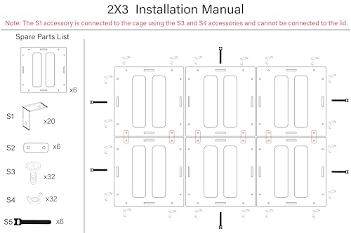 2X3 feet Acrylic Guinea Pig Cages Lid DIY Acrylic Panels with Installation Accessories - color: 2×3ft Lid
