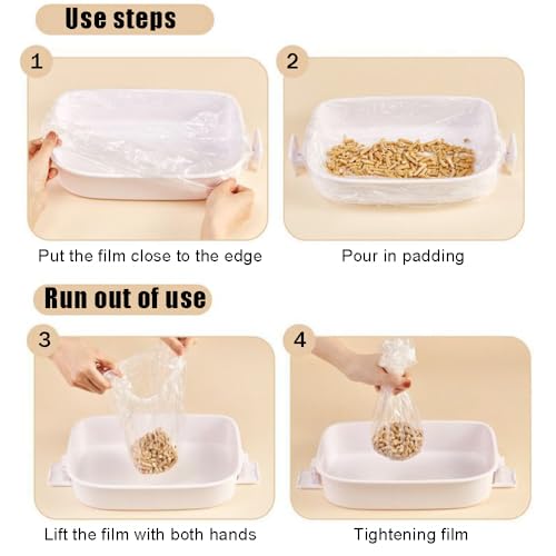 Ouliget Disposable Small Animal Litter Box Liners with Elastic,100Pcs | Portable Pet Waste Litter Box Tidy Bags,Universal Toilet Film Rabbit Cage Liner ,17x8Inches