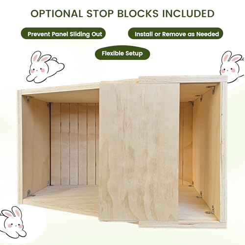 Rabbit Nesting Box 20.5" x 12.6" x 12.6", Large Wooden Bunny Nest Box with Sliding Top & Bottom Panels, No Exposed Nails, Easy Clean Rabbit Hideout for Breeding & Small Animals