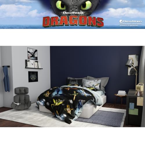 How to Train Your Dragon Kids Bedding Super Soft & Cozy Reversible Microfiber Comforter and Sheet Set with Sham, 7 Piece Full Size, (Officially Licensed Product) By Franco - color: How to Train Your Dragon, size: Full