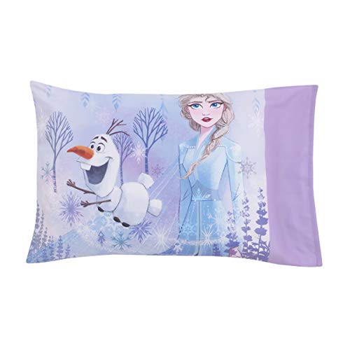 Disney Frozen 2 Lavender, Light Blue and Purple Forest Spirit 4 Piece Toddler Bed Set - Comforter, Fitted Bottom Sheet, Flat Top Sheet, Reversible Pillowcase - color: Disney Frozen 2