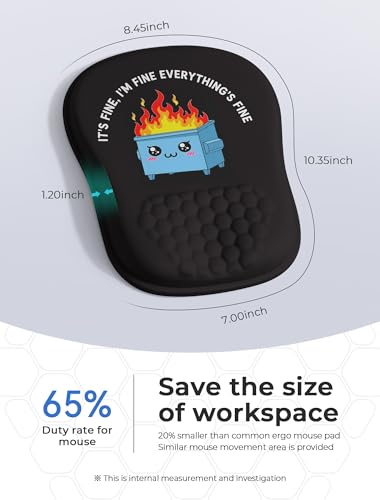 Funny Dumpster on Fire Ergonomic Mouse Pad for Carpal Tunnel Pain Relief, 65% Usable Mouse Area, Memory Foam Concave Wrist Rest for for Office, PC, Gaming - color: 03 Dumpster on Fire