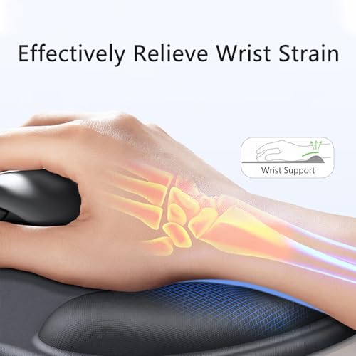 Ergonomic Mouse Pad with Wrist Rest, Gel Wrist Support Mousepad, Pain Relief Laptop Computer Mouse Pad, Non-Slip Mouse Pads for Office & Home (Black, 9.5 x 8.3 in) - color: Black