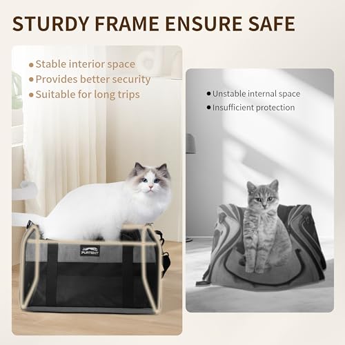 Pet Carrier Airline Approved, Soft Sided Cat Carrier for Small Pets up to 13 lbs, TSA Approved Dog Travel Bag, Portable Soft Sided Pet Carrier for Kittens and Puppies (Gray, Travel Litter Box) - color: Gray