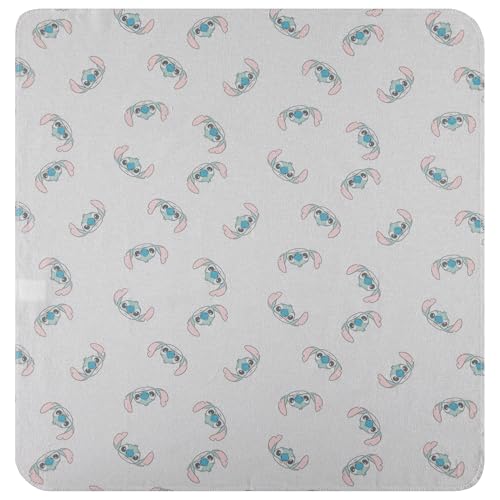 Disney Baby 4-Pack Receiving Blankets — 100% Cotton Flannel, 28" x 28" — Available in Mickey, Minnie, Pooh, Stitch or Angel — Soft Swaddle, Burp & Stroller Blankets — Gift-Ready with Ribbon Bow - color: Stitch