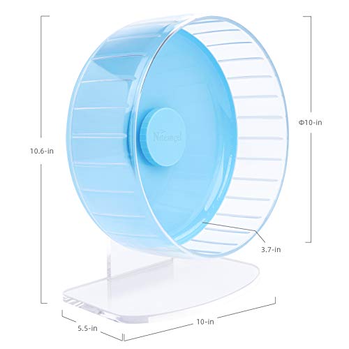 Niteangel Super-Silent Hamster Exercise Wheels: - Quiet Spinner Hamster Running Wheels with Adjustable Stand for Hamsters Gerbils Mice Or Other Small Animals (M, Light Blue) | Can 10.6-13.4" Adjustable Height - No Bend Back Spinner Running for Dwarf Syria