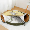 LEFTSTARER 2-in-1 Collapsible Cat Tunnel for Indoor Bed and Hideout - Pet Dog Rabbit Bunny Ferret Tunnel Tubes Toys with Removable Washable Mat, Tower Wheel Stuff - color: 5.Cat Paw Print Green