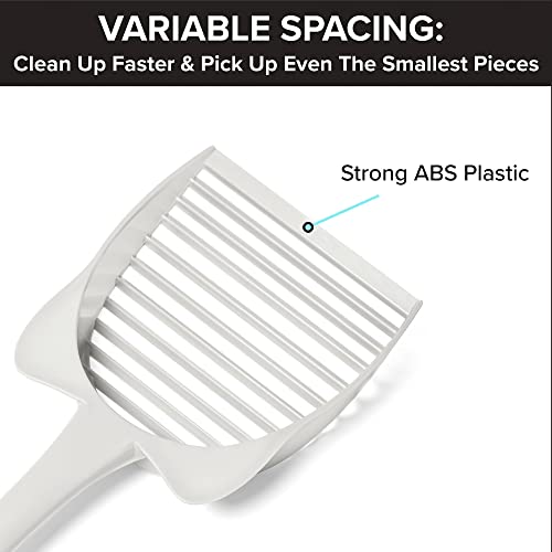 CatGuru Cat Litter Scoop, Jumbo Litter Scoop, Litter Scooper with Deep Shovel & Long Handle, Super Fast Sifter, Durable Kitty Litter Scoop, Cat Stuff, Kitten Supplies (White) - color: White