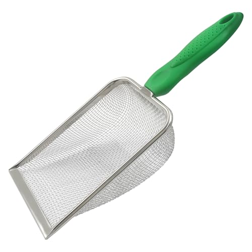 Murtenze Stainless Steel Cat Litter Scoop, Non-Stick Coated Metal Fine Sand Litter Scoop, Mesh Shovel for Reptile Kitten Pooper (Green, 2mm mesh) - color: Green