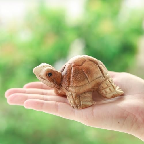 Turtle Wooden Hand Carved Wooden Turle Statue, Sculpture Art Decorative Rustic Home Decor Accent Handmade Handcrafted Decoration. (Natural Color Turle) - color: Natural Color Turle