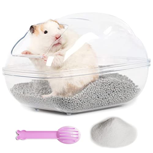 Hamster Small Animal Sand Bath Box Bathtub Critter's Bathroom with Scoop Accessories for Mice Hedgehog Lemming Gerbils or Other Small Pets（Large - size: Large
