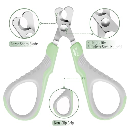 Mr. Pen- Cat Nail Clipper, Stainless Steel | Professional Sharp Cat Claw Trimmer for Small and Medium Cats, Pet Nail Clipper with Sturdy Non Slip Handle - color: Grey/Tea Green
