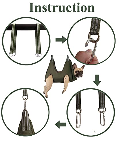 Kkiimatt 10 in 1 Dog Pet Grooming Hammock Harness with Nail Clippers/Trimmer, Nail File,Dog Nail Hammock, Dog Grooming Sling for Nail Trimming/Clipping (M/Under 45lb, Khaki Green) - color: Khaki Green, size: M/Under 36 lb