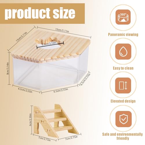 Hamster Sand Bath Container with Ladder, 1 Count | Small Animal Sand Bath Shower, Easy Cleaning, For Dwarf Hamsters, Gerbils, Chinchillas, Pet Bathing Accessories