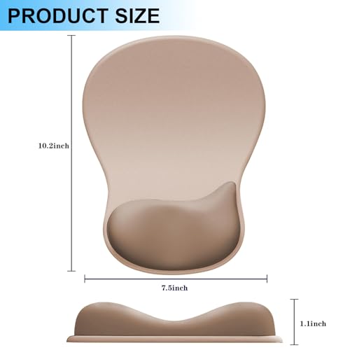 Ergonomic Mouse Pad with Gel Wrist Support, Comfortable Wrist Rest Mousepad with Non-Slip PU Base for Pain Relief, Desk, Home & Office(Brown) - color: Brown