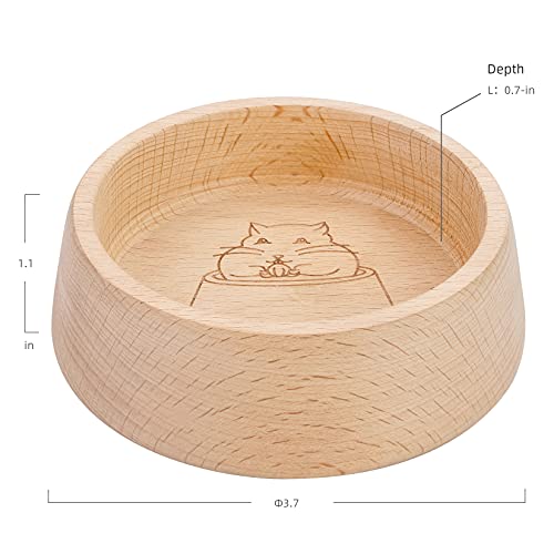 Niteangel Wooden Hamster Food Bowl: Beech Stable & Hammy Pattern for Syrian | Prevent Oil & Dust Small Animal Feeding Dish for Dwarf Syrian Hamsters Gerbils Mice Degus or Other Similar-Sized Small Pets - size: For Syrian