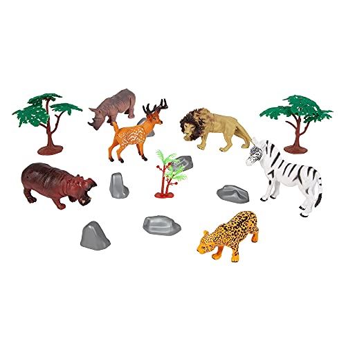 World of Animals 60-Piece Animal Figure Playset, 4 Animal Habitats, Ages 3+ | Includes Dinosaurs, Safari, Marine and Farm Animals with Trees, Coral and Rocks for Habitat Learning and Pretend Play