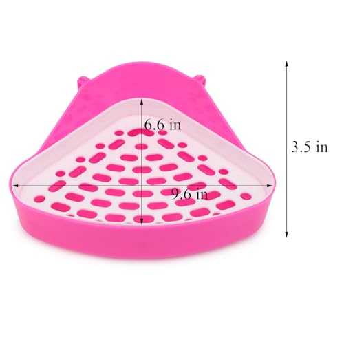 Hypeety Rabbit Litter Box Corner Potty Tray Toilet for Guinea Pig Ferret | Durable, easy-clean plastic, corne design, for rabbit/guinea pig/chinchilla/small pet, includes grid to separate waste, pink - color: Pink