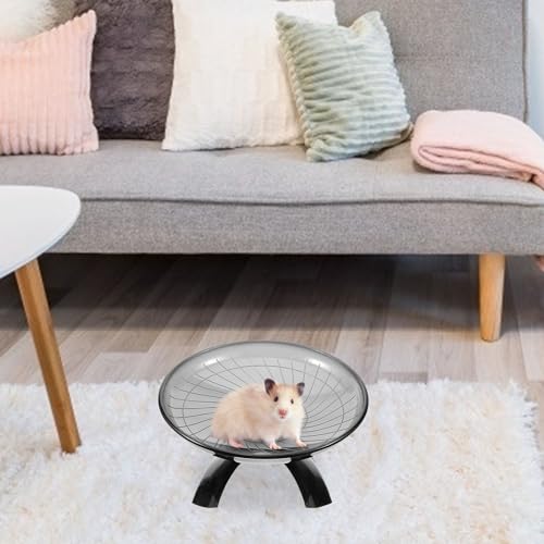 POPETPOP Silent Hamster Wheel 7.08 Inch Exercise Running Wheel for Small Pets Like Hamsters Gerbils Hedgehogs Quiet Spinning Toy for Cage Entertainment - color: Black