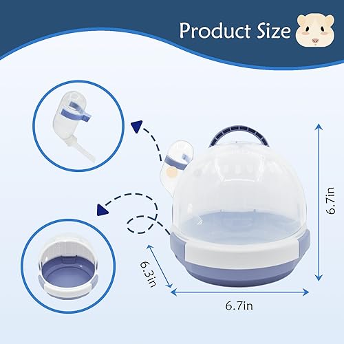 Hamster Carrier Cage Portable Cages Small Animals Carry Travel Case with Water Bottle Plastic Breathable Guinea Pig Outgoing Cage for Dwarf Hamster Ferret Chinchillas Hedgehog (Blue) - color: 【Blue】