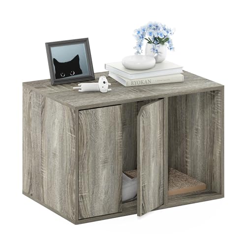 Furinno Peli Small Litter Box Enclosure, French Oak Grey - color: French Oak Grey, size: Small