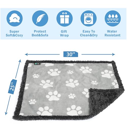 Kritter Planet Waterproof Reversible Pet Blanket for Small Dogs | 20 x 30 Inch, Washable Pet Protector for Crates, Pet Beds and Car Seats, Guards Against Fur, Dirt and Everyday Spills - color: Paw Print, size: 30"x25"