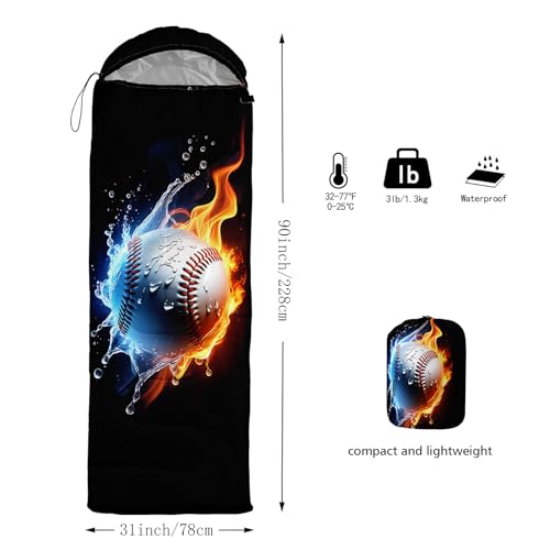 QOOMO Camping Sleeping Bags,3 Season Warm & Cool Weather,Lightweight,Waterproof Sleeping Bags for Adults & Kids,Traveling,and Outdoors,Camping Gear Equipment - color: Baseball 11