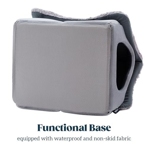 Cat Houses for Indoor Cats - Large Cat Cave Bed with Removable Support Foam and Washable 2-Side Mat - Covered Cat Bed for Cat Hideaway - Enclosed Cat Hideout for Kitten and Small Pet, Grey