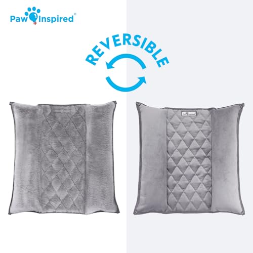 Paw Inspired Snuggle Bunny Bolster Bed, Gray/Faux Fur, 17x17 Inch | Reversible Flop Mat, Ultra-Soft Fleece Bedding with Padded Sides for Rabbits, Cats, Dogs, Small Pets and Animals - color: Gray/Faux Fur