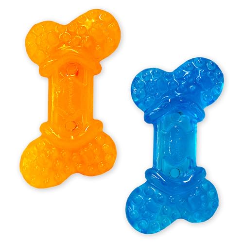 Nylabone Flexi Chew Tiny Gumabone Dog Chew Toys, XX-Small, 2 Count | Peanut butter & bacon flavor, x-small breeds, flexible material, fill with treats, gentle on teeth, for dogs up to 15 lbs