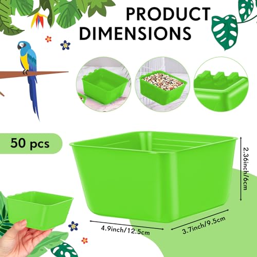 50 Pcs Cage Cups Chicken Feeder Cups 16 oz Hanging Bird Food Water Bowl Bunny Cage Feeding Dish for Pet Parrot Rooster Parakeet Poultry Pigeon(Green) - color: Green