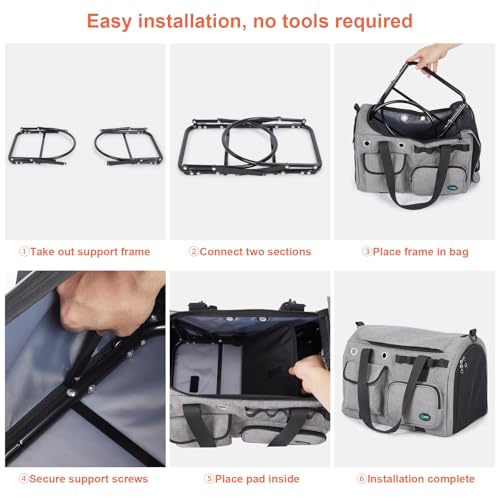Ownpets TSA Airline Approved Large Pet Carrier, Soft Sided Cat Dog Carrier for Small Pets, Underseat, Waterproof, Foldable for Medium Big Cats 20 lbs+ & 2 Kittens/Puppies (17.7"x11.8"x12.2")