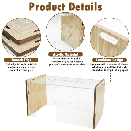 PINVNBY Acrylic Small Animal Hideout - Transparent Hamster Hide & House for Syrian, Dwarf Hamster, Guinea Pig, Gerbils, Rat, Mouse