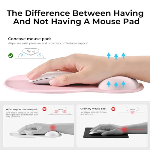 EooCoo Mouse Pad with Gel Wrist Rest, Ergonomic Mousepad Wrist Alignment | Middle Concave Design for Natural Wrist Alignment, Non-Slip Base Mousepad, Carpal Tunnel Relief, Office Desk Accessories - color: Gradient Pink