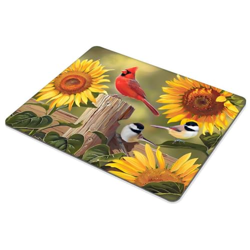 Sunflowers and Songbirds Mouse pad Customized Mousepad Non-Slip Rubber Base Mouse Pads for Computers Laptop Office Desk Accessories Mouse pad - color: Sunflowers and songbirds