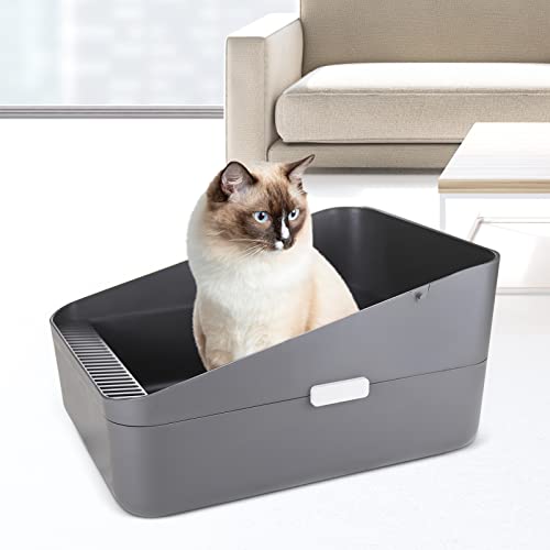 Sfozstra Small Cat Litter Box: Leak Resistant Durable Removable Tray | Cats Under 8 lbs / Anti Tracking Pedal / Easy Cleaning / Space Saving / Indoor Apartment Use