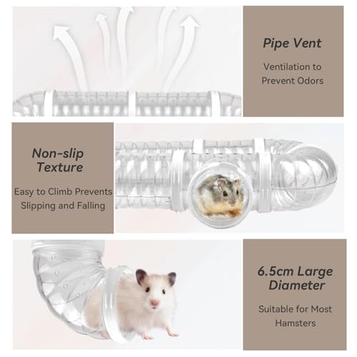 8 PCS Hamster Tunnel Kit,Transparent Curved Pet Cage Tube Set Dwarf Hamster Accessories DIY Toy Connection External Pipe for Mice Rat(White) - color: 【White】