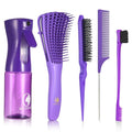 BRUSHZOO Hair Brush Set for Women All Hair Detangling Styling, Purple | Detangler brush,Hair Spray bottle,Teasing brush,Rat tail comb, for wet dry All hair,for women men kid - color: Purpe