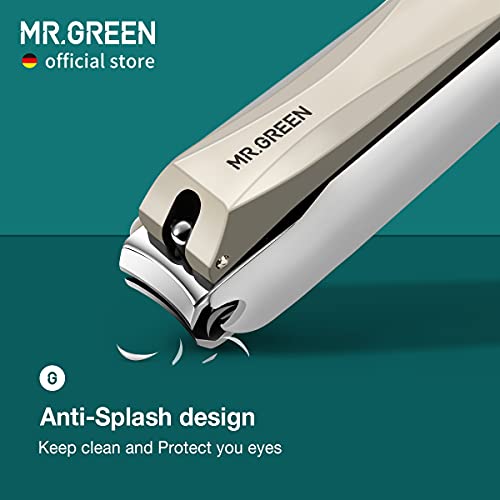 MR.GREEN Nail Clippers Anti Splash Fingernail Cutter Stainless Steel Manicure Tools Nail Scissors Detachable Design Nail Trimmer (Large) - size: Large without Nano Glass File