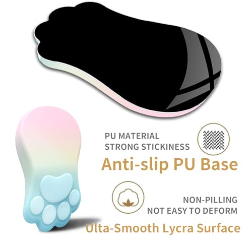 L-SPOUTTO Ergonomic Mouse Pad with Wrist Rest,Cute Cat Paw Mousepad Wrist Support,Comfortable Massage Design Computer Pain Relief Mouse Pad with Non-Slip PU Base for Desk Laptop Gaming,Rainbow - color: Rainbow