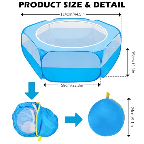 UWE Small Animal Playpen, Waterproof Foldable Pet Playpen, Blue | Anti-Escape Exercise Pet Tent, Bite Resistant Breathable Mesh, Leakproof Base, Easy Fold Storage, Indoor Outdoor For Pets - color: Blue