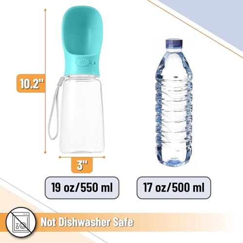 Mr. Pen- Portable Dog Water Bottle, 19 oz, Large | Leak Proof Puppy Water Dispenser with Drinking Feeder for Pets, Outdoor Walking, Hiking, Travel, Not Dishwasher Safe - color: Aqua